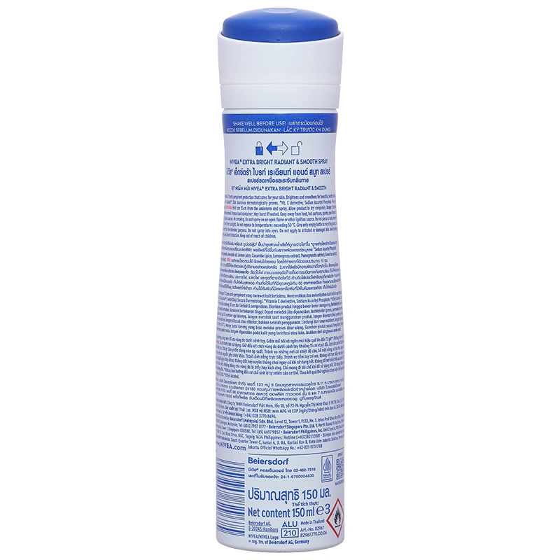Xịt khử mùi Nivea Extra Whitening khử mùi, ngăn mồ hôi 72h chai 150ml - 2
